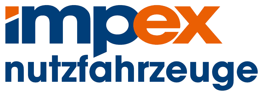 Impex Nutzfahrzeuge Logo in Blau und Orange, dargestellt auf weißem Hintergrund.